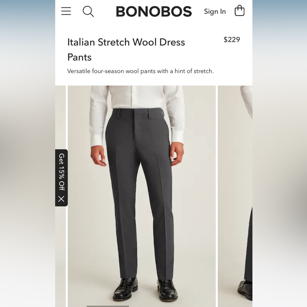 Bonobos Italian wool dress pants